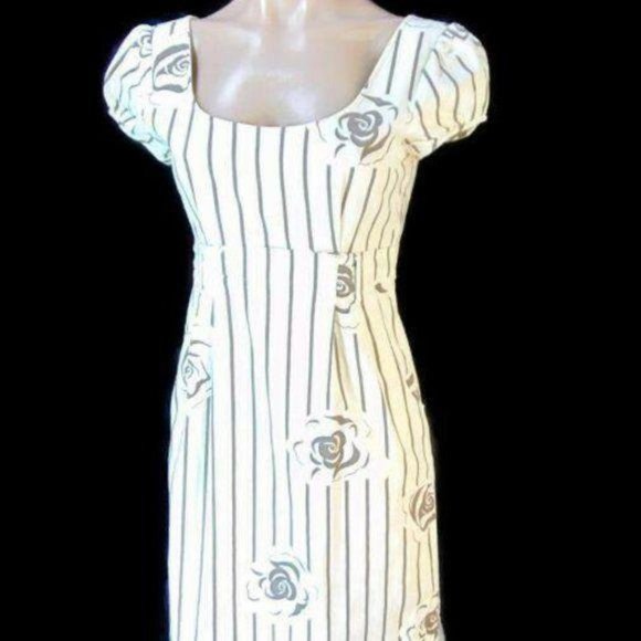 Maple Dresses & Skirts - Maple Anthropologie Striped Flora Dress 6 Ivory